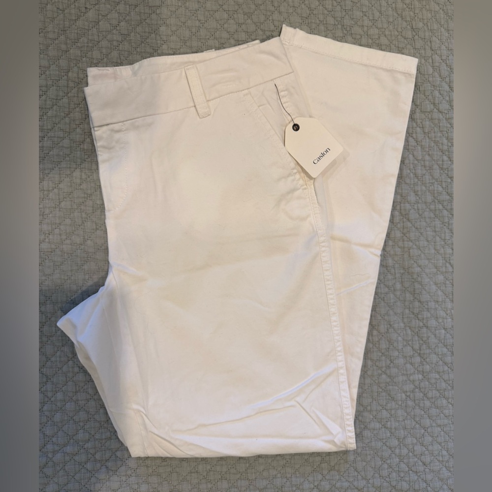 Caslon Women’s Slim Ankle Length Pants, Cotton/Spandex Blend, White, Size 8